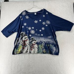 Catherines Petite Snowman Graphic Top‎ Winter Holiday 2XWP